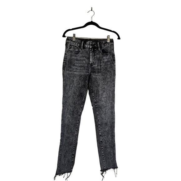 DEAR JOHN SUPER HIGH RISE OLIVIA RAW HEM BLACK ACID WASH SKINNY JEAN•Size 27•NWT - Picture 5 of 12